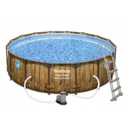 Piscina Power Steel Wood Swim Vista 488 x 122 cm cu accesorii